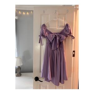 Adorable Purple Open Back Dress